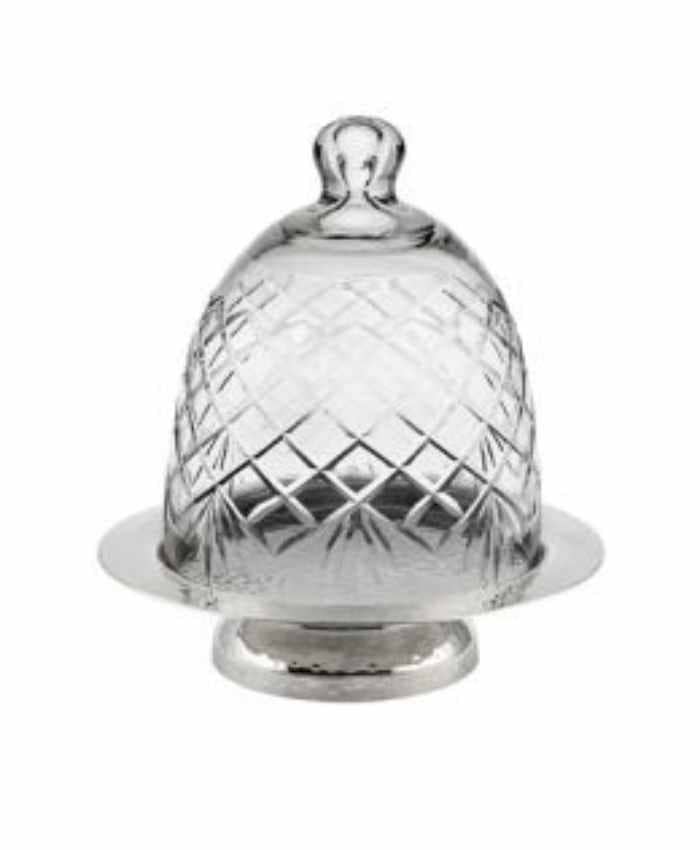 Immagine e commerce Alzata in alluminio con cupola in vetro lavorato diametro 13 alta 13 cm