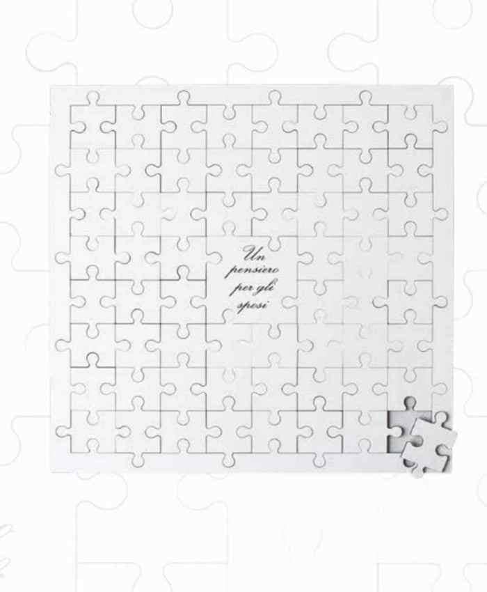 Cornice Puzzle con 60 tessere personalizzabili in MDF bianco 4 mm di spessore cm 65x65