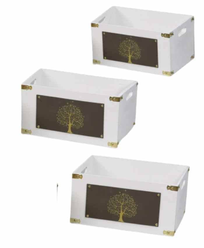 -Cesti-confezione-Natale-set-3-cassette-legno-Bianco-decoro-ALBERO-DELLA-VITA-cm-Gr-40x30-h-16-Md-35x25-h-15
