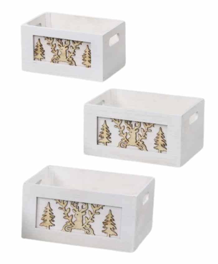 Cesto-confezionamento-Set-3-Cassette-in-legno-Bianco-decoro-Natale-cm-Gr-36x26-h-18-Md-38x20-h16-Picc-26