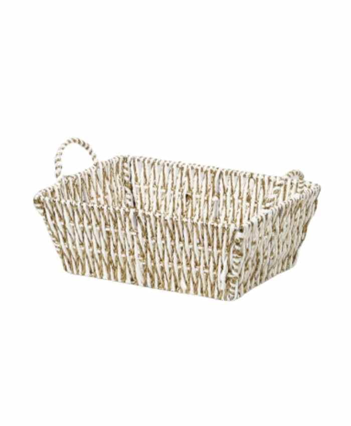 Immagine e commerce Cesto confezionamento rettangolare alto bianco e oro cm 34x24 h 12