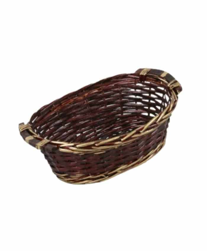 Immagine e commerce Cesto confezionamento ovale in vimini marrone e grigio cm 49x36 h 14