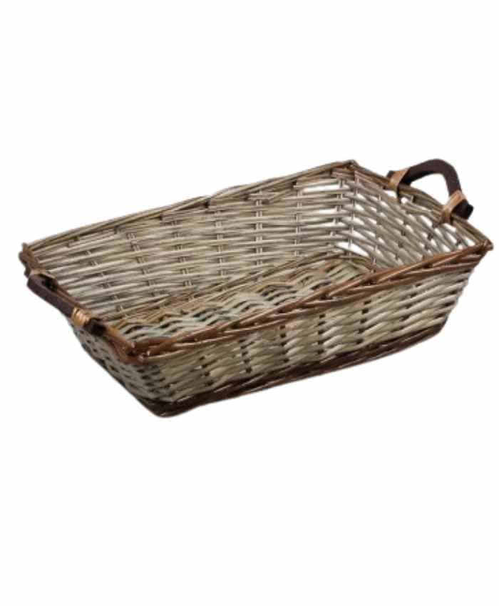 Immagine e commerce Cesto confezionamento Natalizio rettangolare in vimini grigio e marrone cm 45x35 h 13