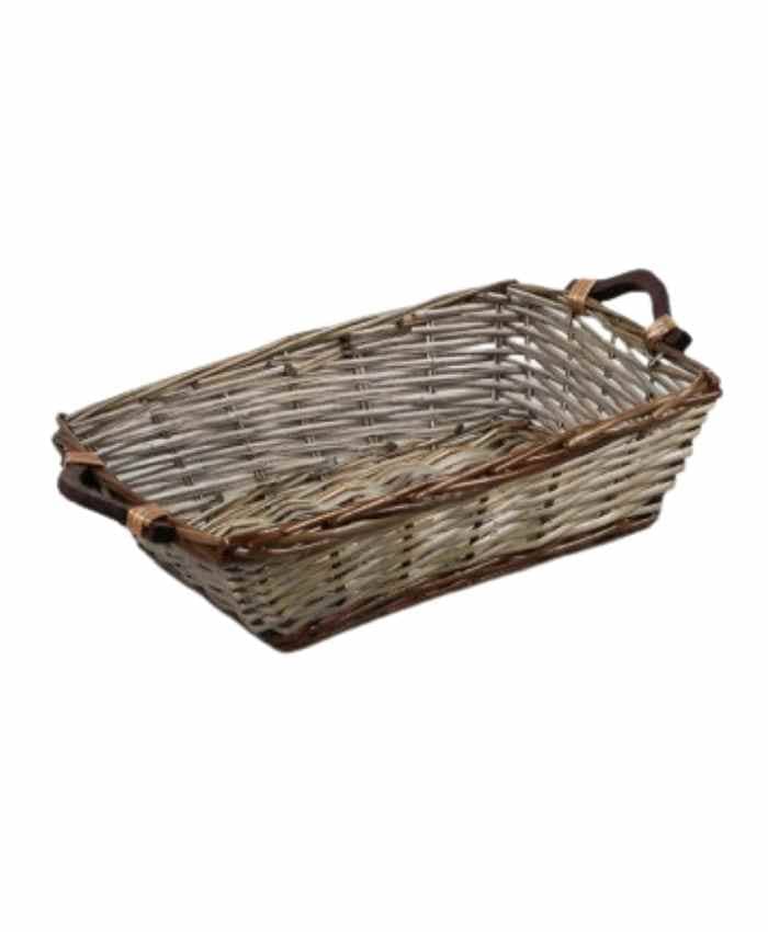 Immagine e commerce Cesto confezionamento Natalizio rettangolare in vimini grigio e marrone cm 40x30 h 12