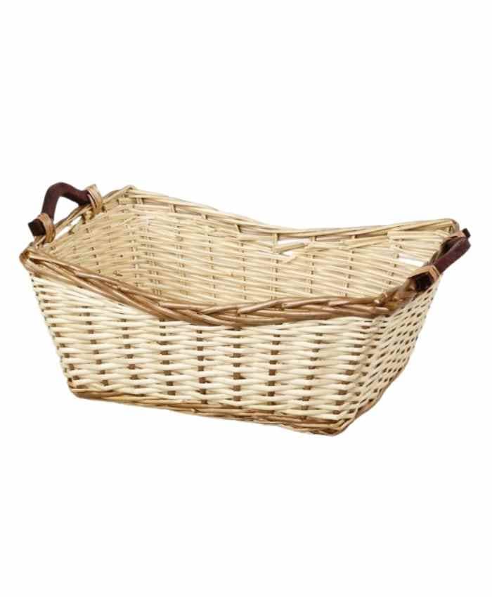 Immagine e commerce Cesto confezionamento rettangolare in vimini bianco e marrone cm 50x37 h 20