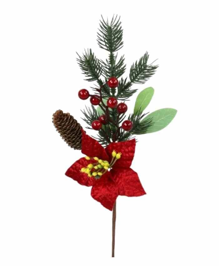 Immagine-e-commerce-Chiudi Pacco natalizio con Stella Natale pigne e Bacche Rosse cm 13x12 h 41