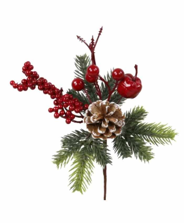 Immagine-e-commerce-Chiudi Pacco natalizio con Pigne Pino e Bacche Rosse cm 13x8 h 25