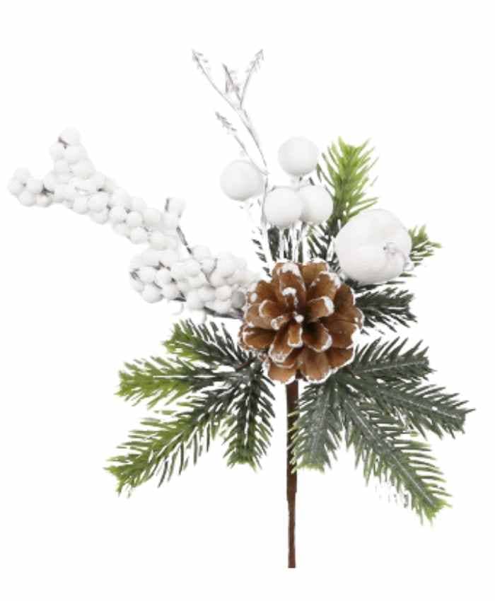 Immagine-e-commerce-Chiudi Pacco natalizio con Pigne Pino e Bacche Bianche cm 13x12 h 41