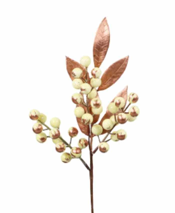 Immagine-e-commerce-Pick Natalizio Ramo bacche Crema Bronzo cm 13x4 h 36