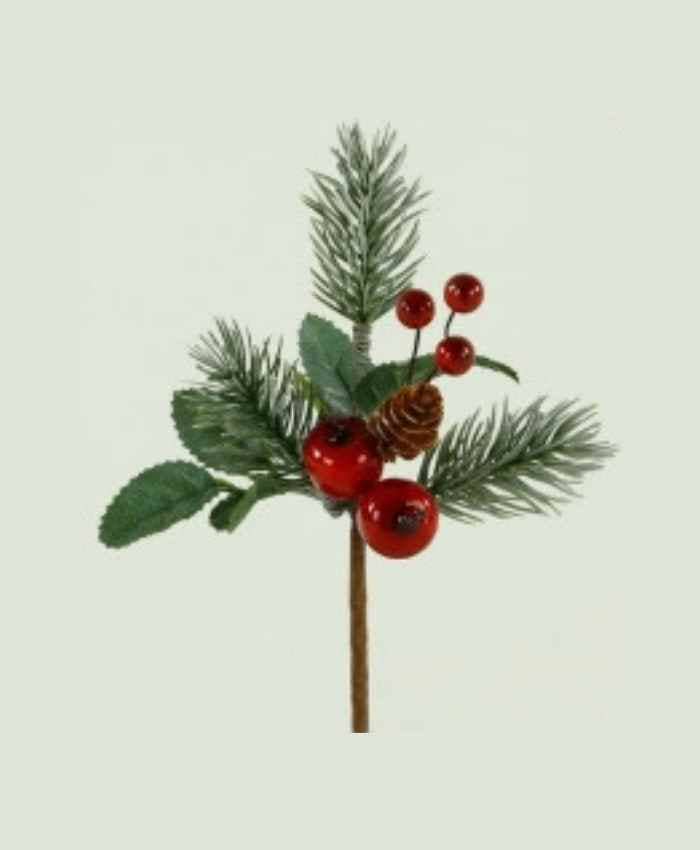 Immagine-e-commerce-Pick Natale mini chiudi pacco con Fruttino bacche e pigna cm 6x2 h 17