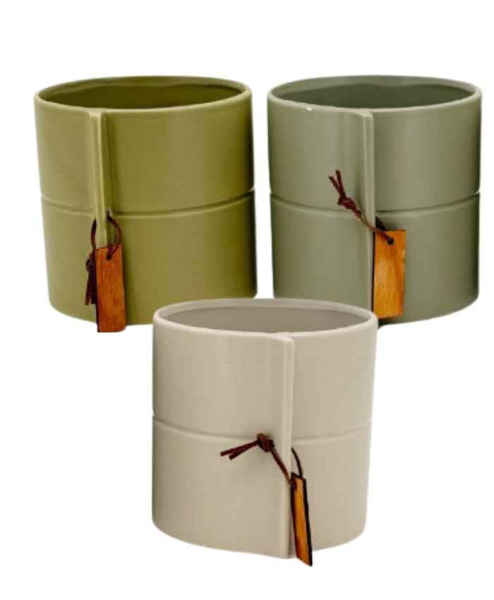 Portavaso orchidea ceramica stile giapponese D.13 h12 cm