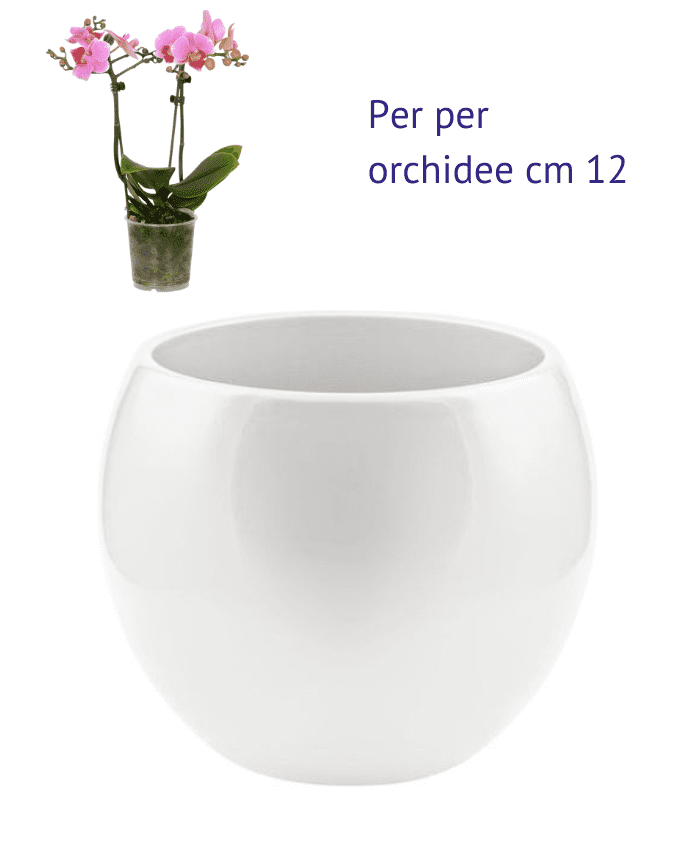 Immagine e commerce Sfera ceramica con superficie liscia per piante vaso 12 cm colore bianco