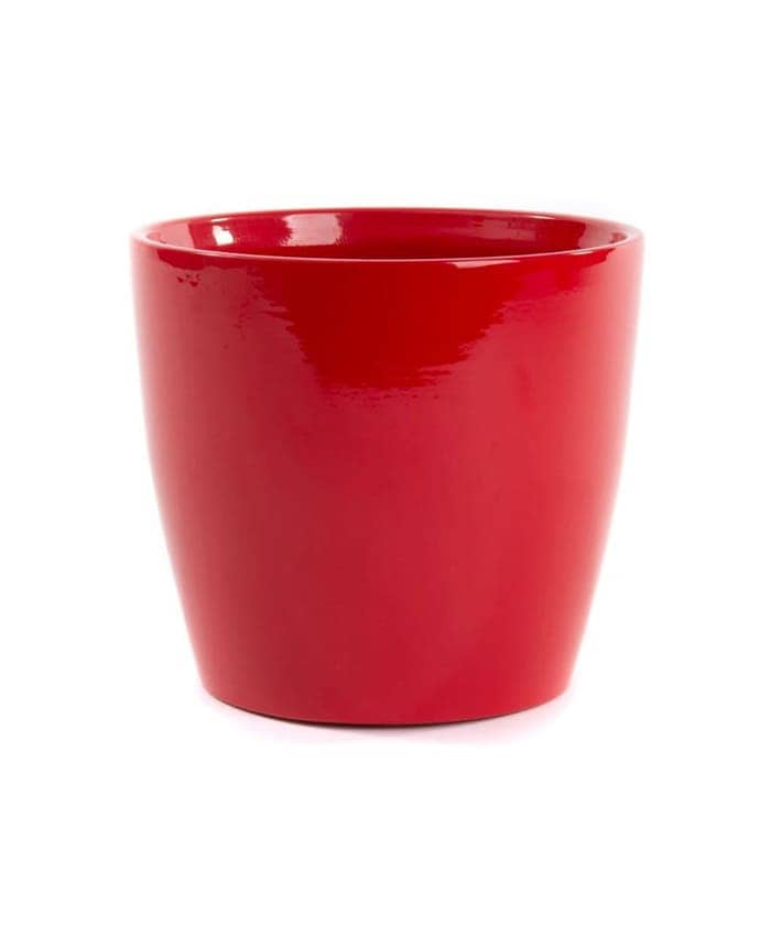 Immagine-e-commerce-Portavaso ceramica forma svasata profilo curvo cm 13 h12 colore rosso