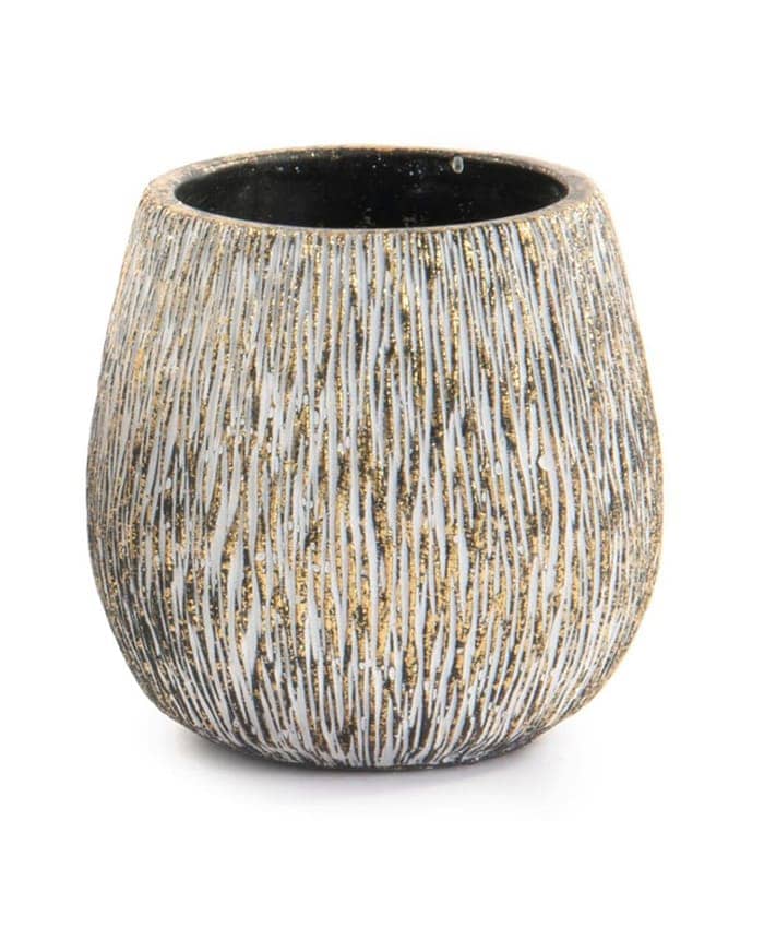 Immagine-e-commerce-Porta vaso cemento profilo convesso decoro colori oro nero cm 14 h14