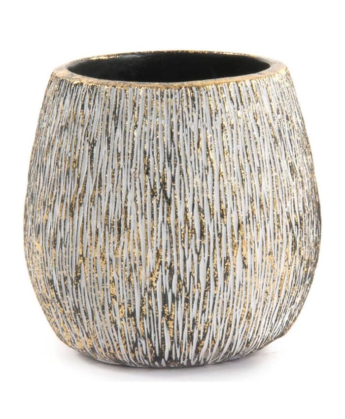 Immagine-e-commerce-Porta vaso cemento profilo convesso decoro colori oro nero cm 16 h16