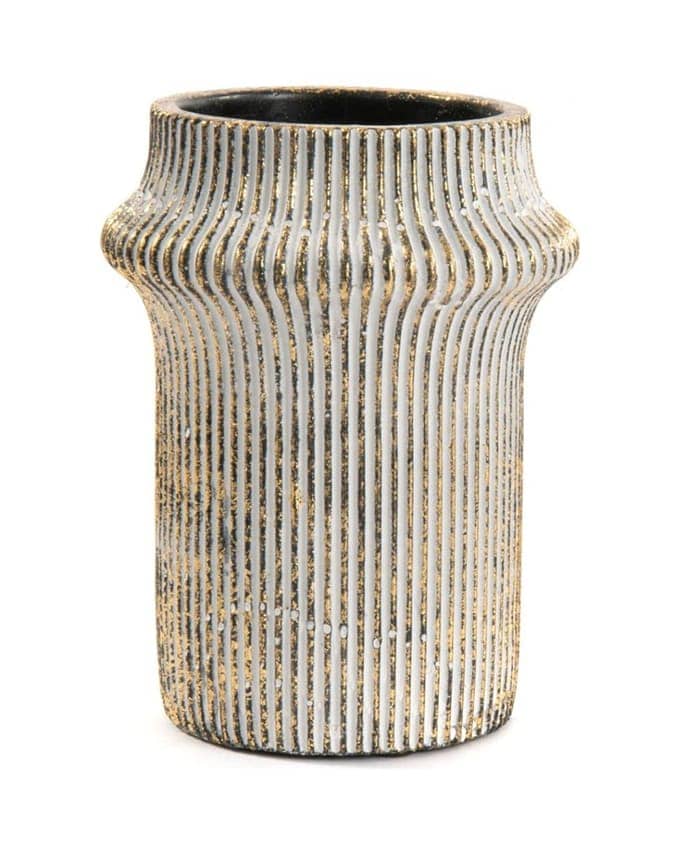 Immagine-e-commerce-Portafiori cemento sagoma irregolare decoro righe cm 16 h22 colore oro nero
