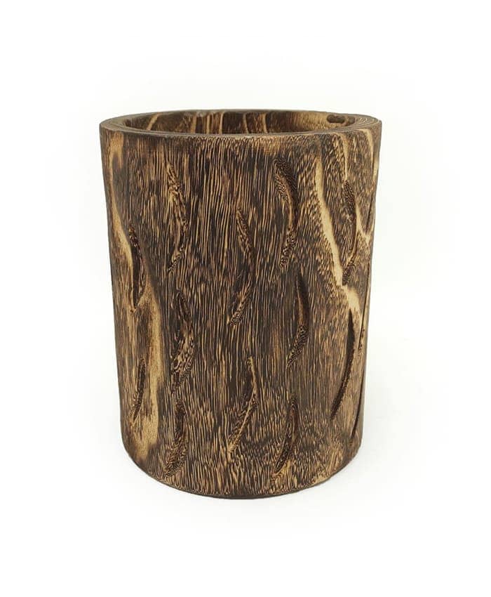 Immagine-e-commerce-Vaso in legno scuro forma cilidro cm 16 h20