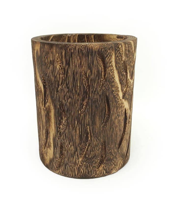 Immagine-e-commerce-Vaso in legno scuro forma cilidro cm 20 h25