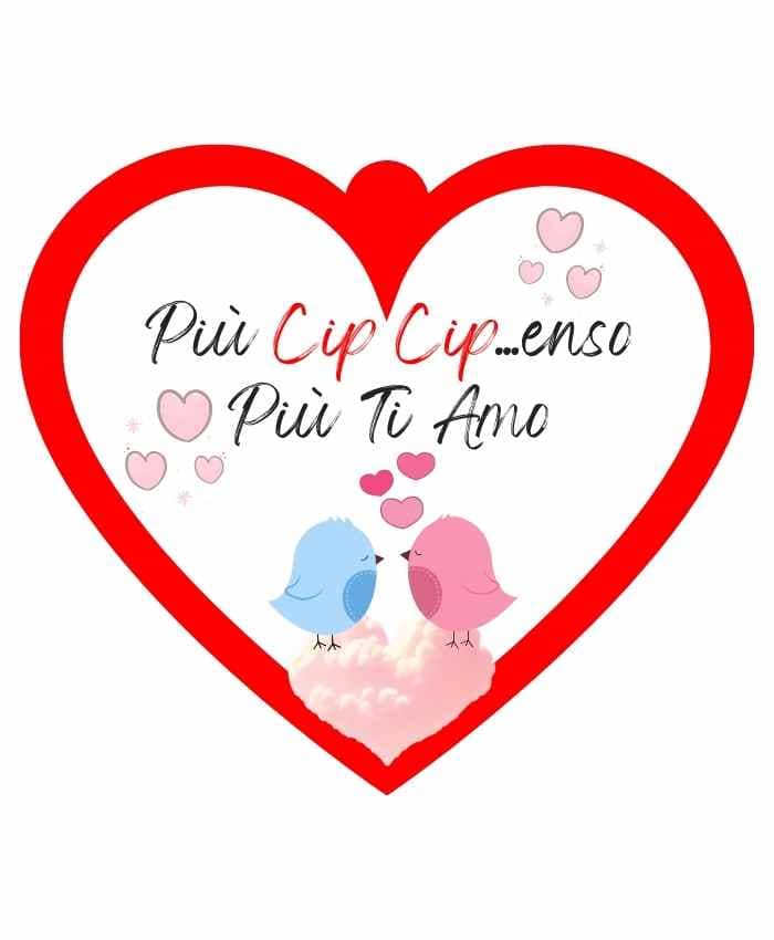 Immagine e commerce Cuoricino in forex con dedica love animal "più cip penso più più ti amo"