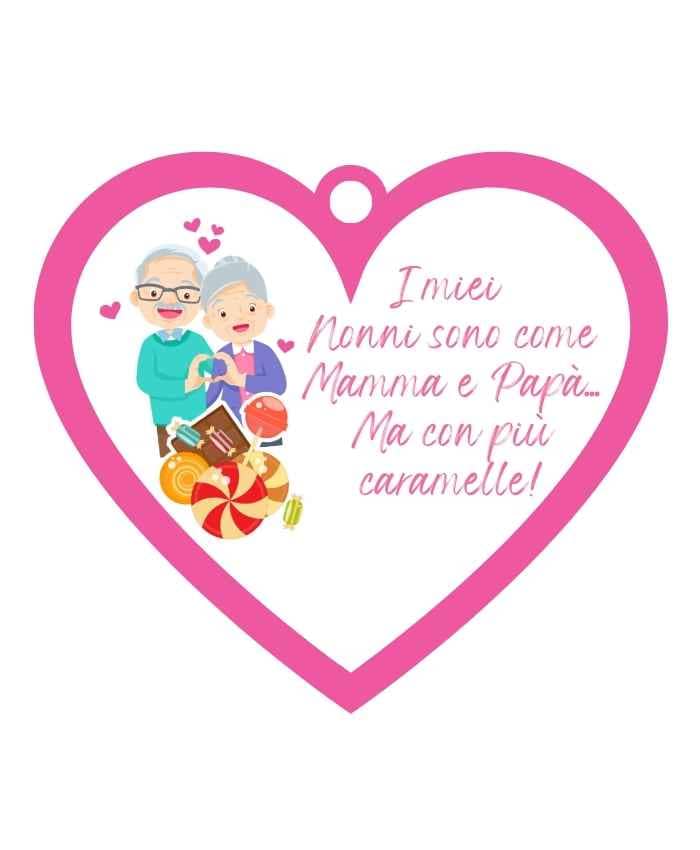 Immagine e commerce Cuoricino in forex con dedica nonni "come mamma e papà ma con caramelle"