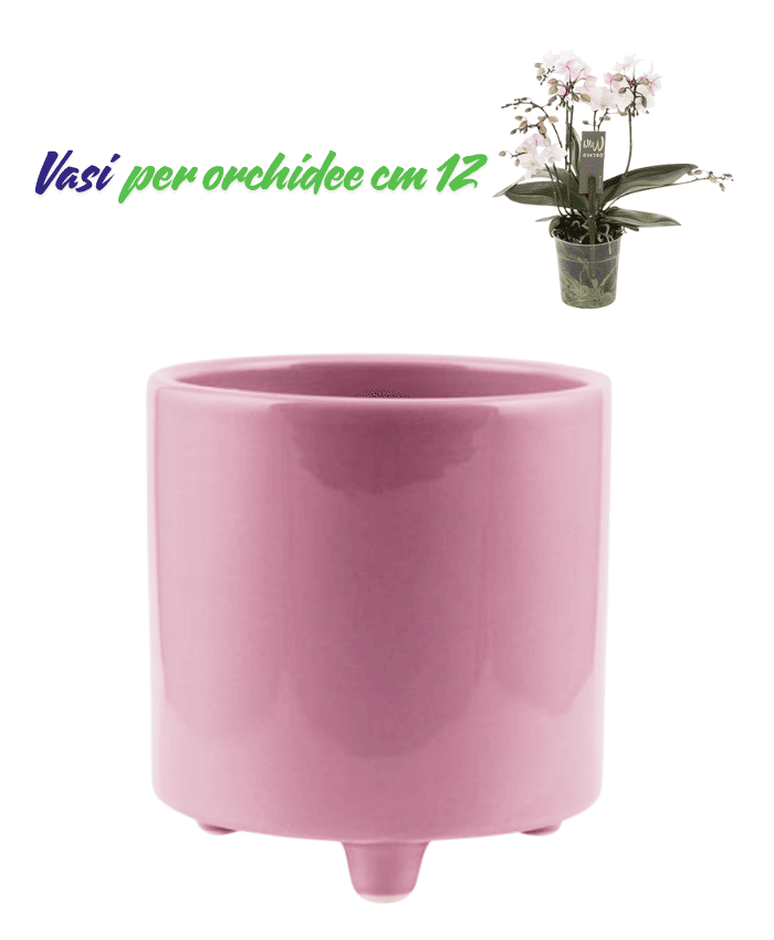 Immagine e commerce Vasi per orchidee forma cilidro con piedini colore rosa