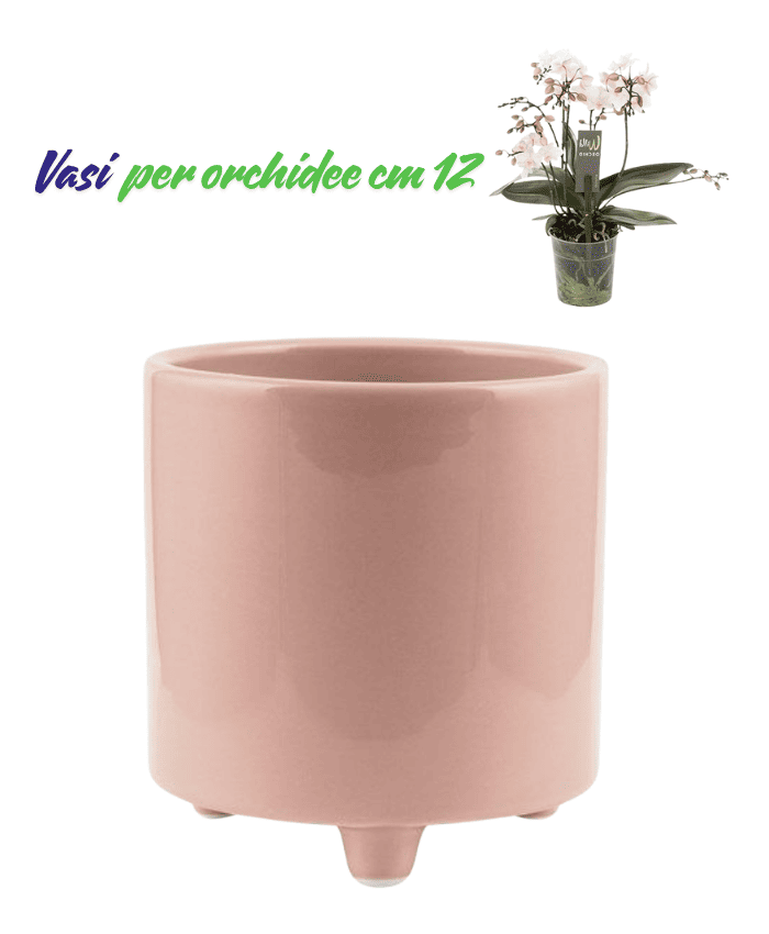 Immagine e commerce Vasi per orchidee forma cilidro con piedini color salmone