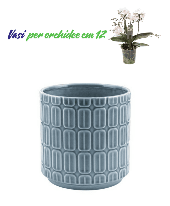 Immagine e commerce Vaso per orchidee con decori rettangolari in rilievo colore blu