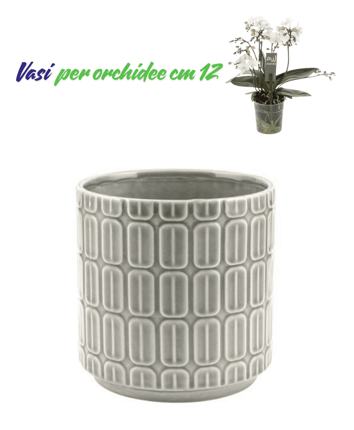 Immagine e commerce Vaso per orchidee con decori rettangolari in rilievo colore grigio