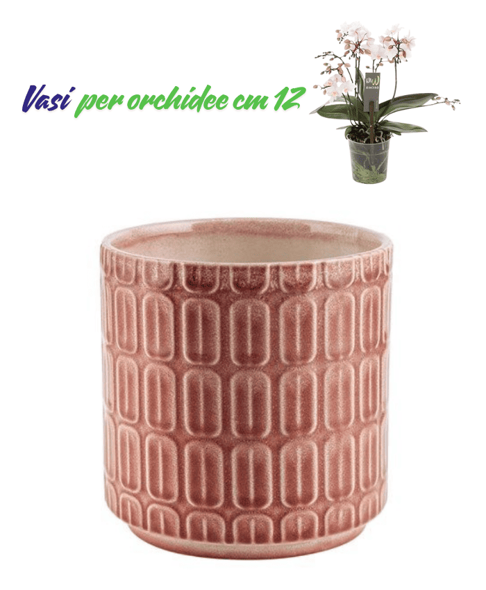 Immagine e commerce Vaso per orchidee con decori rettangolari in rilievo colore rosso