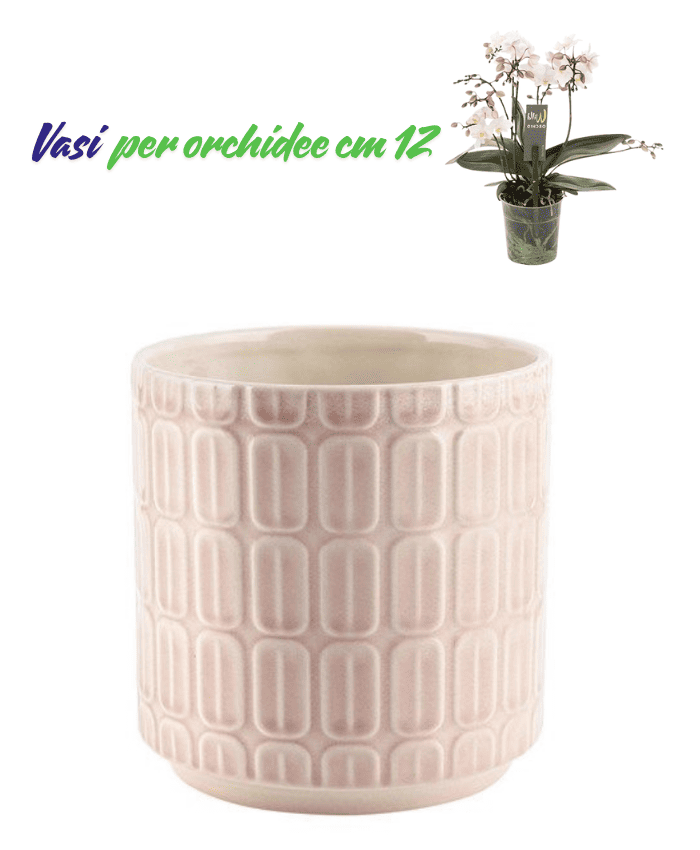 Immagine e commerce Vaso per orchidee con decori rettangolari in rilievo colore rosa