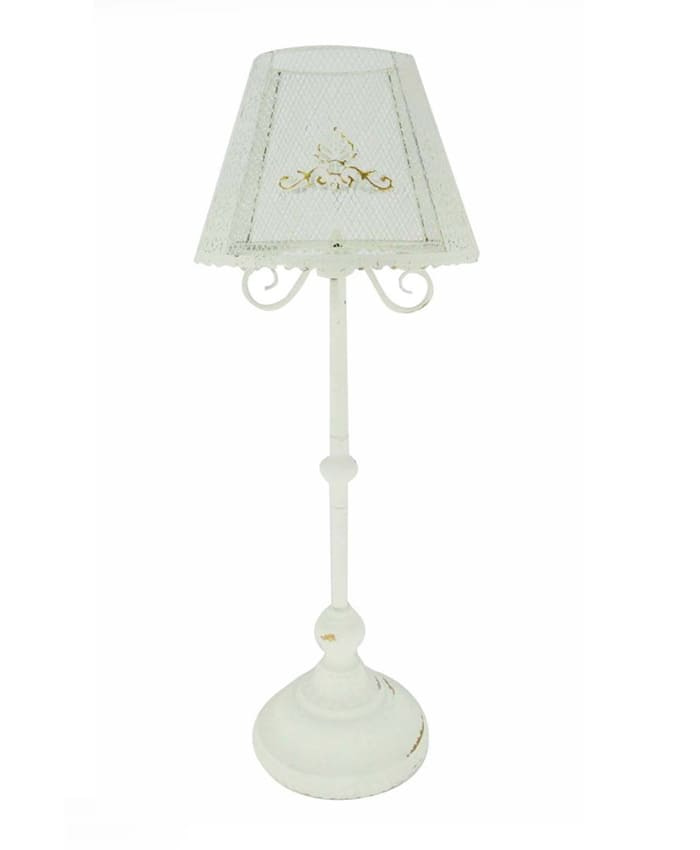 Immagine e commerce Lampada metallo bianco 4 fiamme stelo lungo paralume traforato cm 33 h88