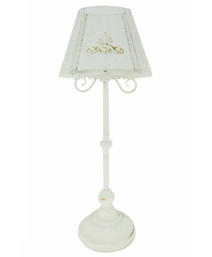 Immagine e commerce Lampada metallo bianco 4 fiamme stelo lungo paralume traforato cm 33 h103