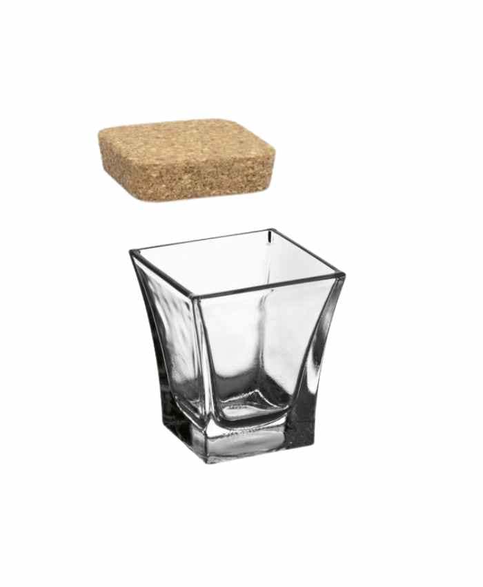 Immagine e commerce Porta confetti Vasetto in vetro quadrato 7 cm con tappo sughero