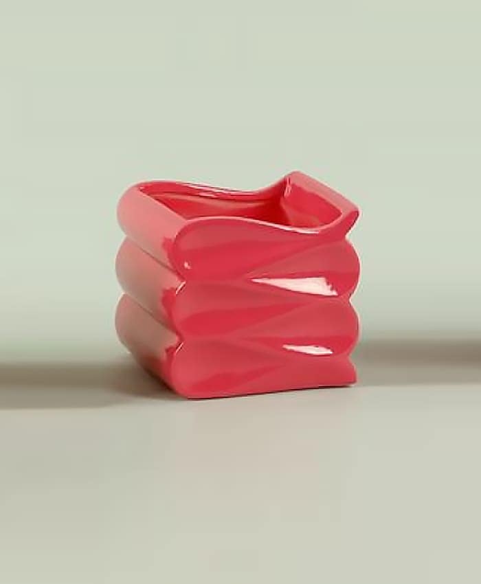 Immagine e commerce Cubo in ceramica decorazione onda per vaso 6 cm-Fuxia