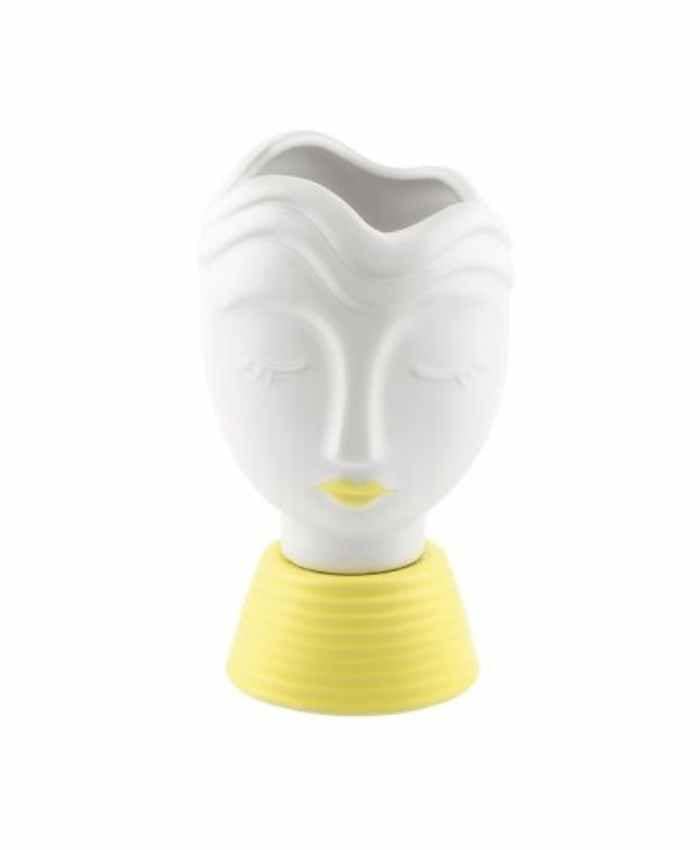 Immagine e commerce Busto ragazza in ceramica con rossetto in tono colore alto 19 cm-Giallo