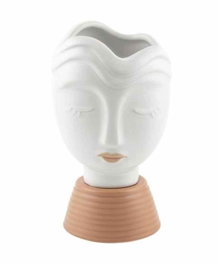Immagine e commerce Busto ragazza in ceramica con rossetto in tono colore alto 24 cm-Cipria