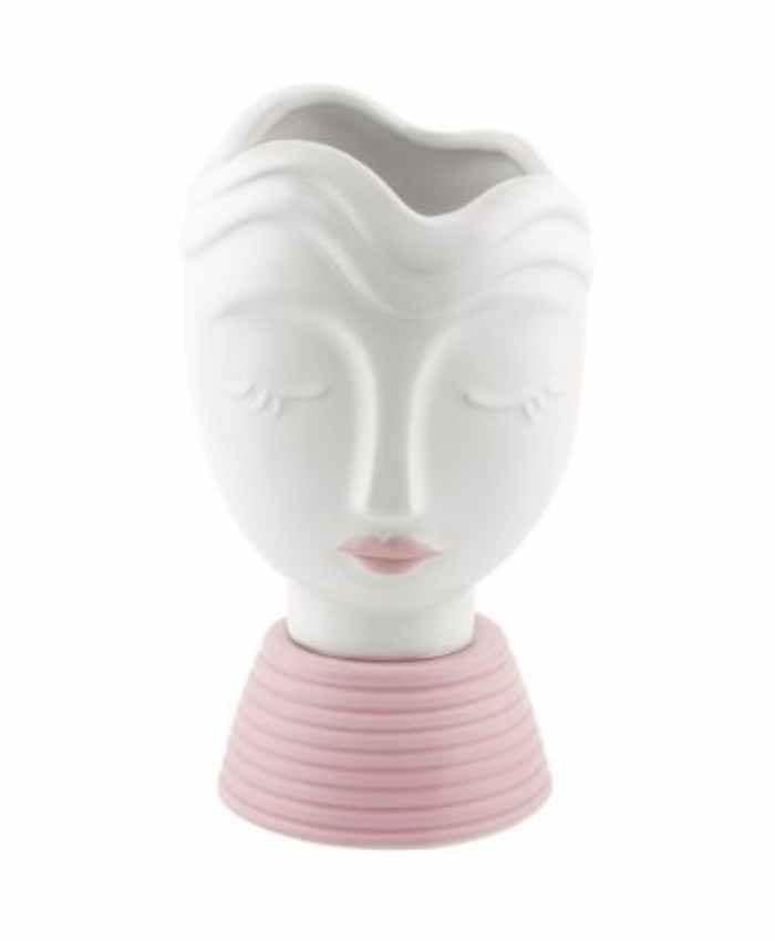Immagine e commerce Busto ragazza in ceramica con rossetto in tono colore alto 24 cm-Rosa
