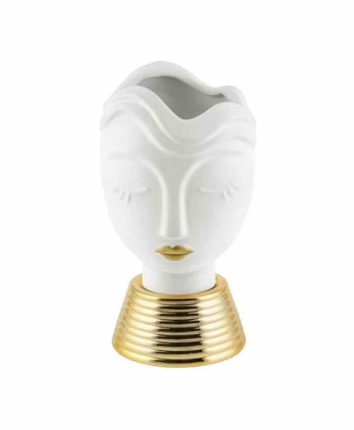 Immagine e commerce Busto ragazza in ceramica con rossetto in tono colore alto 19 cm-Oro