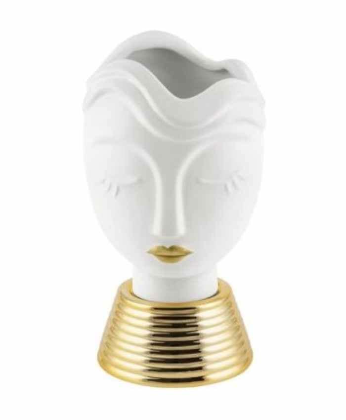 Immagine e commerce Busto ragazza in ceramica con rossetto in tono colore alto 24 cm-Oro