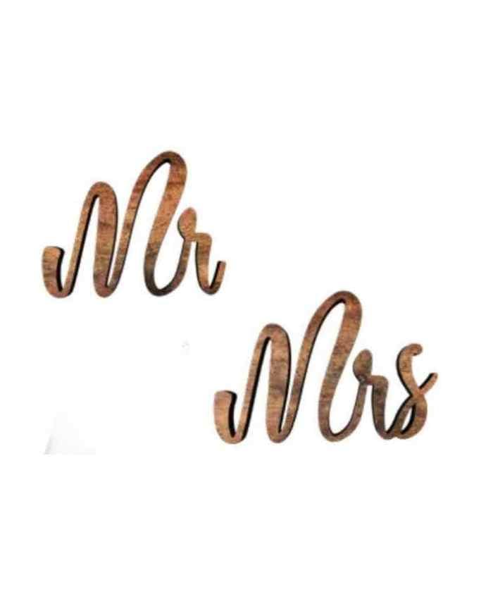 Immagine e commerce Maxi scritta MR e MRS in legno scuro cm 72x1 h26