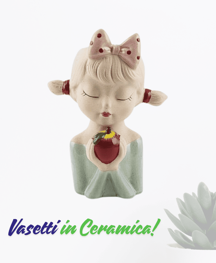 Immagine e commerce Vaso testa bimba con naglia verde mela rossa cm 17.5