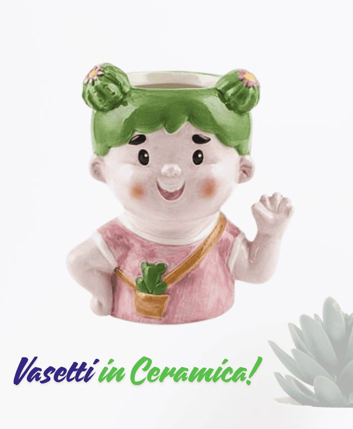 Immagine e commerce Vaso testa bimba cactus maglia rosa altezza 18 cm