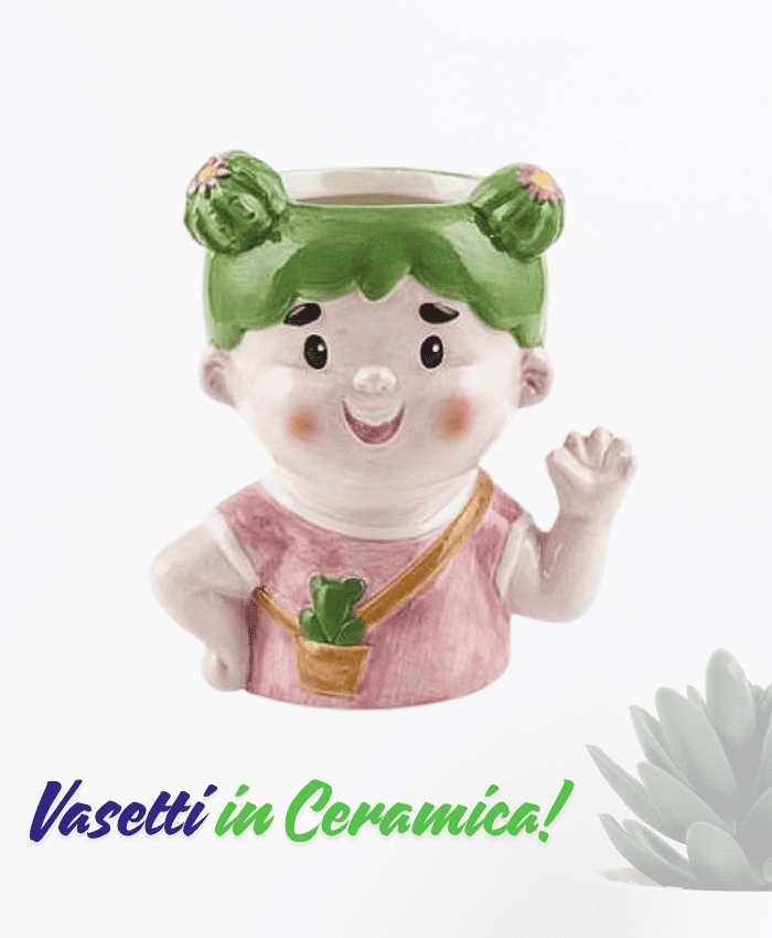 Immagine e commerce Vaso testa bimba cactus maglia rosa altezza 11 cm