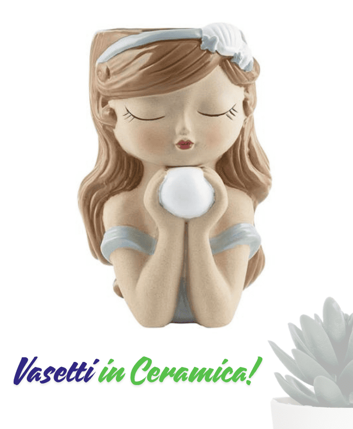 Immagine e commerce Vaso testa bimba capelli castani con perla altezza 19 cm