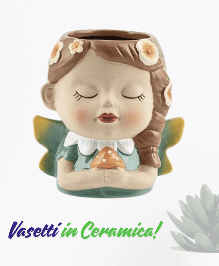 Immagine e commerce Vaso testa fatina con mani giunte con fungo altezza 12 cm