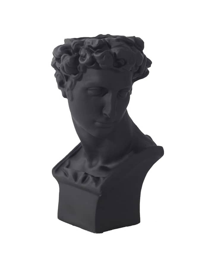 Immagine e commerce Vaso a forma di testa uomo stile classico nero opaco h57 cm