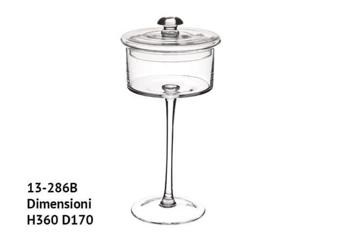 Scatola vetro gambo lungo forma cilindro h 36 cm