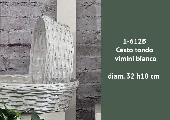 Cesto tondo vimini bianco diametro 32 h10 cm - Cesti vimini bianco