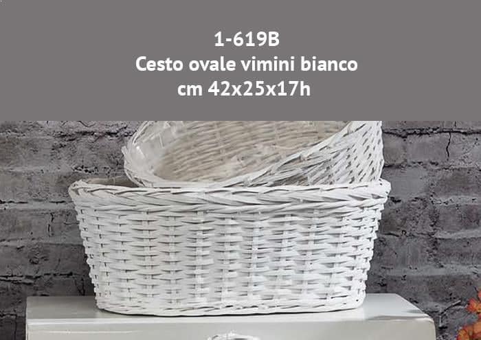 Cesto ovale vimini bianco cm 42 x 25 h17 - Cesti vimini bianco