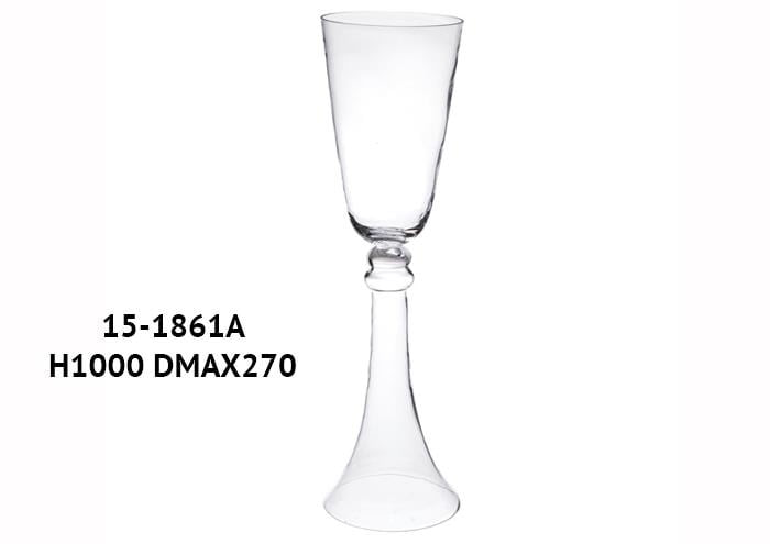 Calice vetro alto gambo cavo diametro 27 altezza 100 cm